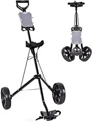 Golf Walking Cart | 2 Wheel Hand Bag Trolley Iron Foldable | Outdoor Sports Accessories, Portable Lightweight Ball Pouch Holder, for Concrete, Grass