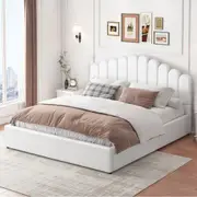 ALFORDSON Bed Frame Gas Lift Storage Base Wooden White - King Size
