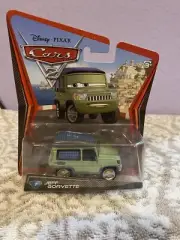 ONE Rare Disney Cars 2 Misprint: Miles Axelrod labeled as # 1 Jeff Gorvette