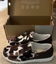 Hey Dude Wendy tartan cow Womens Size 7