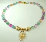 Multicolor Crackle Quartz Handmade Statement Necklace with Scorpion Pendant