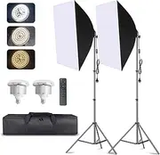 MSKIRA Softbox Lighting Kit Professional Photography 2x85W 2700K-6400K Bi-Color Dimmable LED Continuous Light Studio Equipment for Portrait Product Fashion Shooting