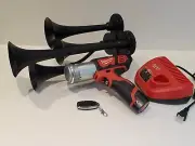 Milwaukee M12 Air Horn, QUAD Train Horn w/Remote + Battery & Charger ,Black 14"