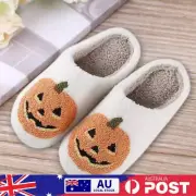 Plush Warm Spooky Lantern Pumpkin Slippers Non Slip Fuzzy Slippers for Women Men