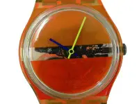 在飛比找Yahoo!奇摩拍賣優惠-時尚錶 [SWATCH 602] 斯沃琪 一般圓型[橘紅]錶