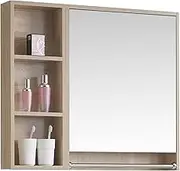 Medicine Cabinet Solid Wood Medicine Cabinet Bathroom Mirror Cabinet Wall-Mounted Medicine Cabinet Separate Vanity Mirror with Storage Rack