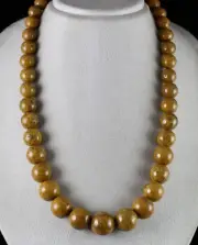 NATURAL YELLOW JADE BEADED ROUND NECKLACE 1 L 911 CARATS BIG GEMSTONE STRING