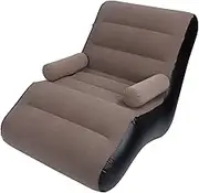 Inflatable Lounge Chair, Blow Up Air Lazy Sofa, Flocked Recliner Chair, Lightweight, Portable & Inflatable Couch for Indoor, Outdoor, Livingroom, Bedroom (Coffee)