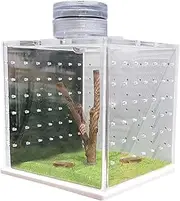 Clear Frog Tank Cage - Jumping Spider Terrarium | Small Praying Mantis Habitat | Snail Terrarium Feeding Box with Light Humidifier for Spiders and Other Invertebrates