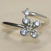 New Pandora Four-Petal Flowers Twisted Ring Multiple Size197988CZ W Suede Pouch