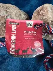 2 Pack - Goat Mineral Rock on a Rope, Unrefined Salt (3-5 LB Rock)