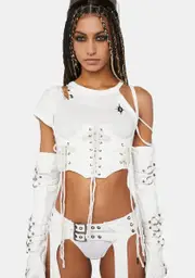 [DARKER WAVS] Compression Lace-Up Underbust Corset