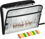Quteprint 13 Pockets Expanding File Folder with Zipper Closure, Winter Forest Deer Accordion File Folder with Sticky Labels, Letter Size A4 Papers Expandable File Document Organizer