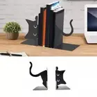 Black Metal Bookends Rounded Edges Bookshelf Decor Office Library Decoration