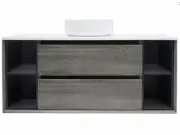 MAXIMO GREY 1200MM WALL HUNG BATHROOM VANITY CABINET WITH SHELVE - STONE TOP