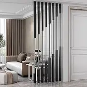 Wall Room Divider, Living Room Bedroom Wall Partition, Privacy Screens Post 8 Pcs, Metal Screen Wall Divider, Office Garden Small Space Deviders Column(Black,110cm/43.3in/3.60ft)