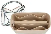 [XIAOYIBAIHUOUK] Bag Organizer Lined Storage Bag Bag Organizer Insert Portable Cosmetic Bag for Loewe, Khaki B, S