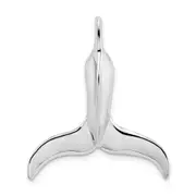 Sterling Silver De-Ani Rhodium-Plated Polished 3D Whale Tail Pendant