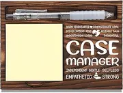 Case Manager Appreciation Gifts, Thank You Gift for Social Work Case Manager, Office Coworkers Staff Appreciation Gifts, Sticky Note Holder Wooden Notepad & Pen Holder 6.5" x 4.7" - FTA296