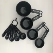 New KitchenAid Set of 9 Measuring Cups and Spoons Black Gourmet
