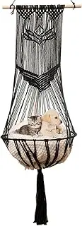 Woven Cat Beds | Macrame Bohemia Pet Hammock | Cozy Kitten Hammock Bed, Space-Saving Swing Bed for Home, Living Rooms, Balconies, and Bedrooms | Macrame Cat Hammock