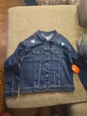 GIRLS DENIM JEAN JACKET SIZE XL 14/16 DARK BLUE WONDER NATION