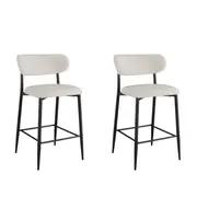 Set Of 2 Gio Modern Boucle Fabric Kitchen Counter Bar Stool 66cm - Off White