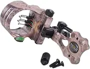 AMEYXGS Adjustable Compound Bow Sight Fiber Optic 5 Pin Aluminum Alloy Bow Sight 0.019'' for Compound Bow Archery Hunting (Camo)
