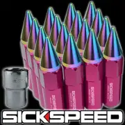 SICKSPEED 16 PC PINK/NEO CHROME SPIKED ALUMINUM 60MM LOCKING LUG NUTS 12X1.5 L16