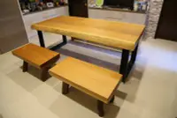在飛比找Yahoo!奇摩拍賣優惠-【原味手工家具】寮國檜木餐桌椅組-台南 原木 家具