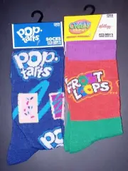 Mens Novelty Crew Socks Froot Loops Pop Tarts 2 PR Lot NEW