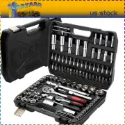 108Pcs Mechanics Tools Kit 6-Point Socket Ratchet Wrench Set Repair Tool Case