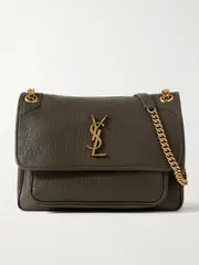 [SAINT LAURENT] SAINT LAURENT - Niki Medium Crinkled-leather Shoulder Bag - Army green - One size One size Green