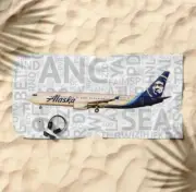 Alaska Airlines Boeing 737 with Airport Codes - 72" x 36" Beach Towel