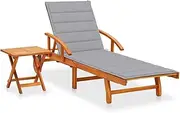 Sun Lounger, Sun Lounge Camping Chair Outdoor Chaise Lounge with Table and Cushion Solid Wood Acacia