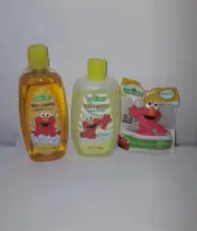 Sesame Street Lightly Scented Baby Wash, Shampoo & Elmo Toy New
