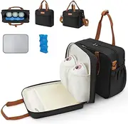 HavenMinds Detachable Breast Milk Cooler Travel Bag with Ice Pack, Double Layer Breast Pump Bag Compatible for Wearable Breast Pump, Portable Breastmilk Cooler Bag & Carrying Case with Waterproof Mat