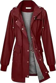 PITINAN Rain Jackets For Women Waterproof Rain Coats with Hood Lightweight Windbreaker Outdoor Womens Raincoats