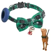 Christmas Cat Collar, Airtag Collar Proctector with Stocking, Green Plaid
