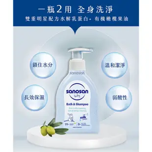 贈口腔清潔棒 珊諾 寶寶系列 baby re:mind極潤洗髮沐浴露 200ml 德國 sanosan