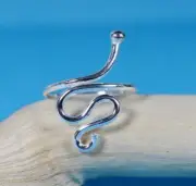 Women's New Style Solid Metal Adjustable Snake Toe Ring White Gold Plated Silver