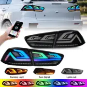 Pair LED RGB Tail Lights for Mitsubishi Lancer 2008-2023 EVO X Smoked Rear Lamps (for: Mitsubishi)