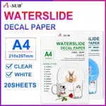 WATER SLIDE DECAL PAPER A4 CLEAR/WHITE WATER TRANSFER