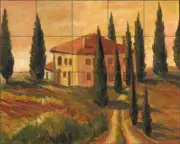 Tuscan Tile Backsplash Joanne Margosian Villa Art Ceramic Mural JM096