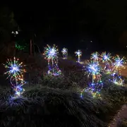Solar Firework Light 2Pcs Colorful Solar Fireworks LED Fairy Lights Copper Wire Ground Light Christmas Home Decoration