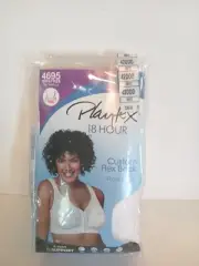 Playtex 18 Hour 4695 Supportive Flex Back Front Close Bra BACK 42DDD New WHITE