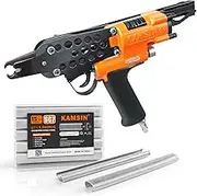 Kamsin K-SC7E 15 Gauge Pneumatic Hog Ring Gun Kit 3/4-Inch Crown Air Power Hog Ring Plier 7-8mm Closure Diameter C Ring Gun Hog Ring Staple Gun for Fencing, Spring Mattress, Wire Cages
