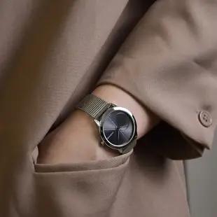 【For You】當天寄出 I Calvin Klein - 銀色系灰黑面米蘭帶錶帶手錶 35mm K3M22123