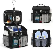 CUBETASTIC Shower Caddy Portable Mesh Shower Tote for Bathroom, Gym, Travel, Camping - Quick Dry Hanging Organizer Toiletry Bag with Handle for College Dorm Room, Men & Women (A# Black, 9.8")