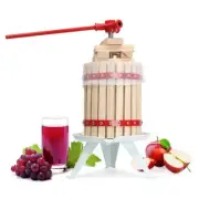Wood Fruit Wine Press 1.6Gal / 6L Apple Cider Grape Crusher Juice Maker, Red